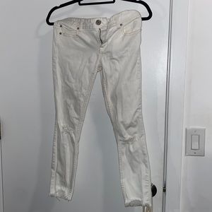 Cropped white free people jeans